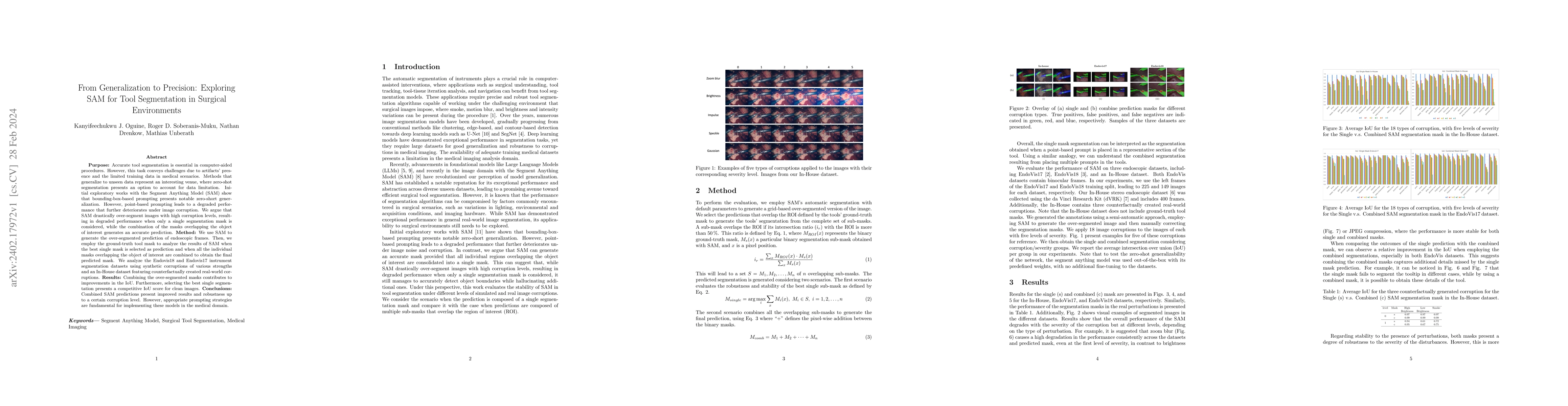 Thumbnail for From Generalization to Precision: Exploring SAM for Tool Segmentation in
  Surgical Environments