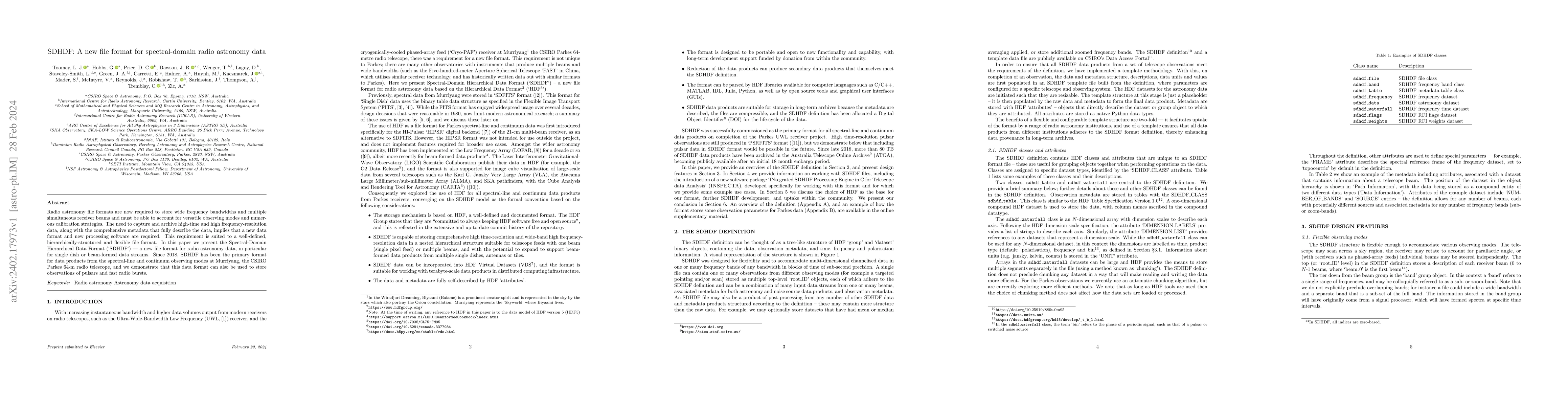 Thumbnail for SDHDF: A new file format for spectral-domain radio astronomy data