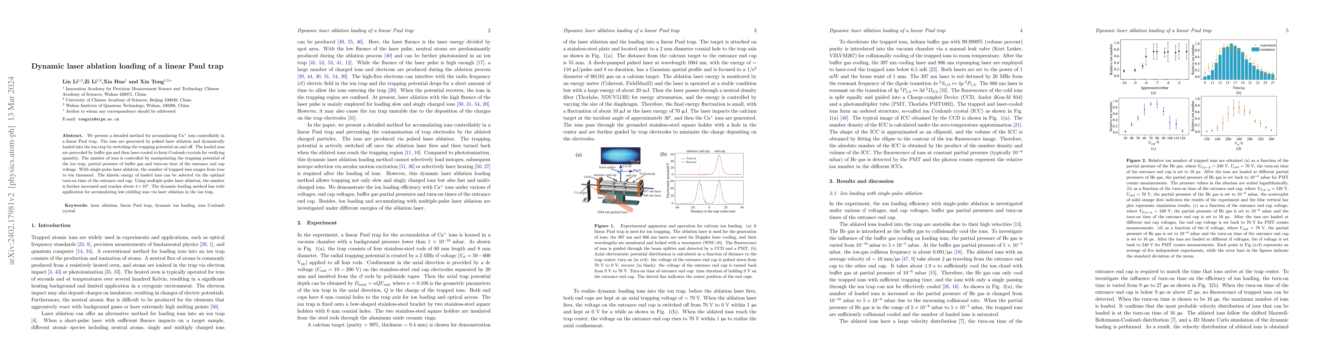 Thumbnail for Dynamic laser ablation loading of a linear Paul trap