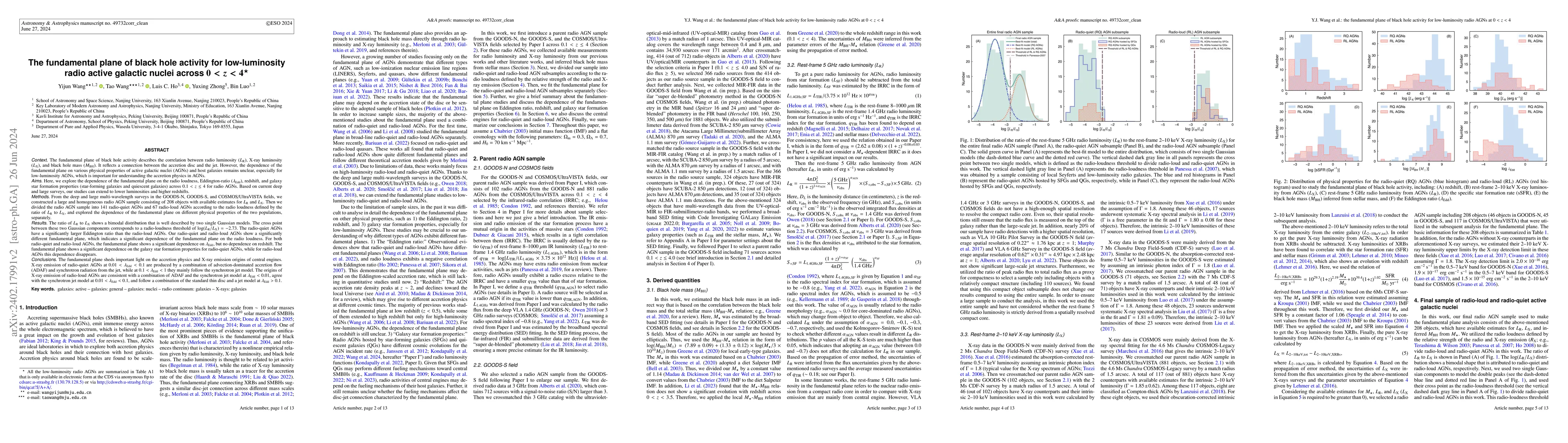 Thumbnail for The fundamental plane of black hole activity for low-luminosity radio
  active galactic nuclei across 1 < z < 4