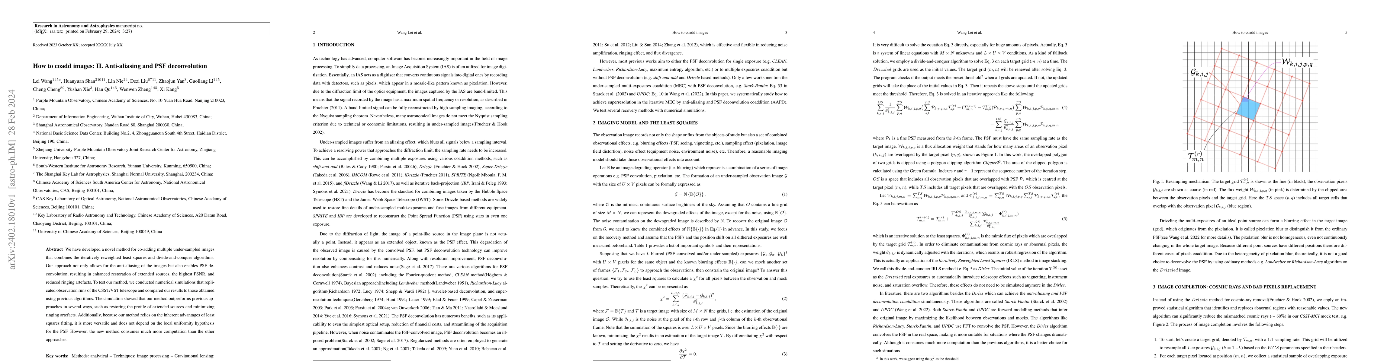 Thumbnail for How to coadd images: II. Anti-aliasing and PSF deconvolution