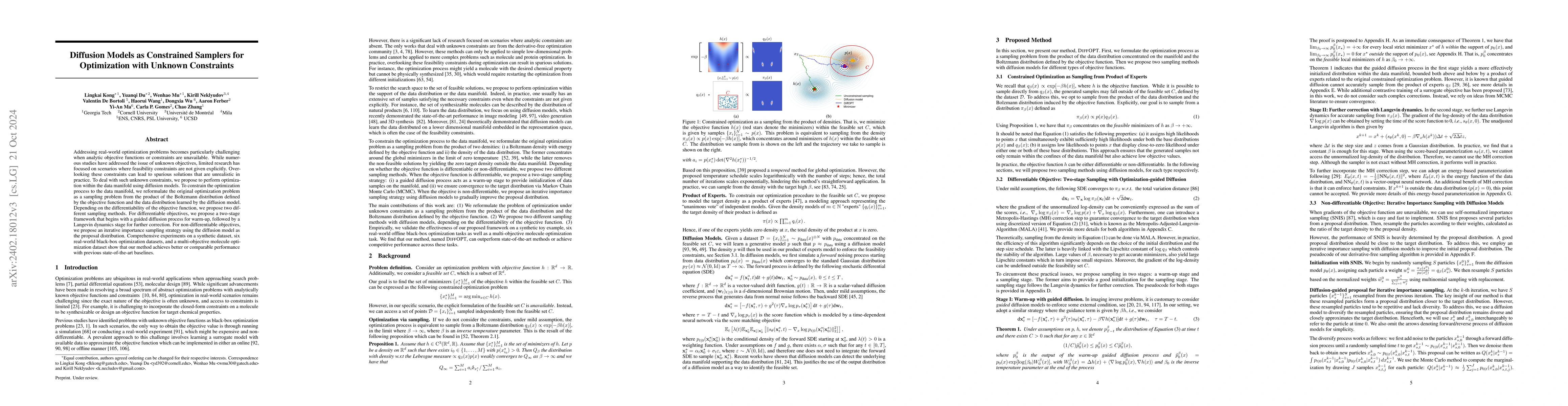 Thumbnail for Diffusion Models as Constrained Samplers for Optimization with Unknown
  Constraints