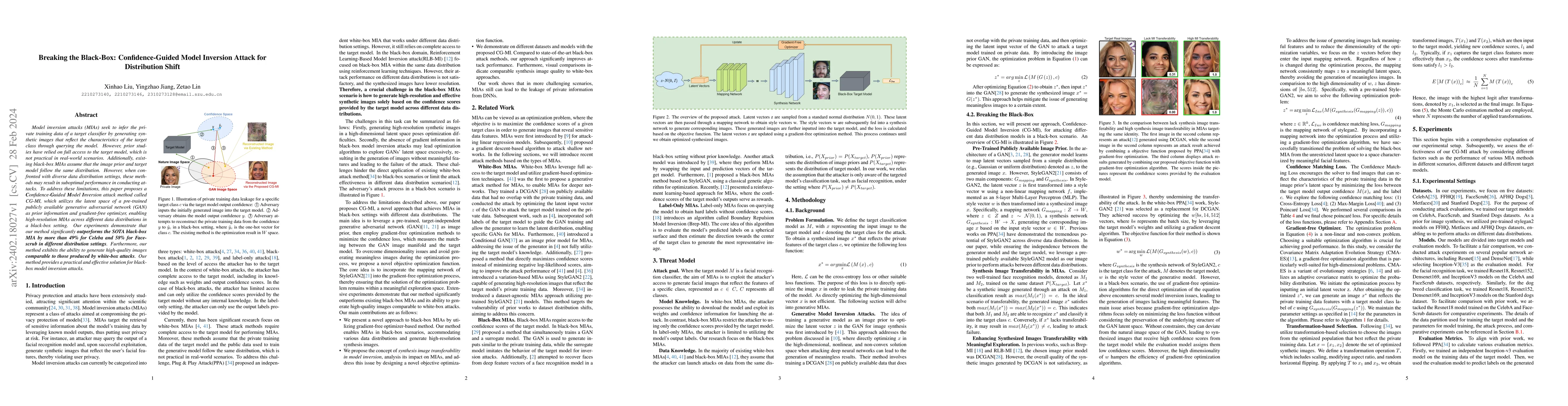 Thumbnail for Breaking the Black-Box: Confidence-Guided Model Inversion Attack for
  Distribution Shift