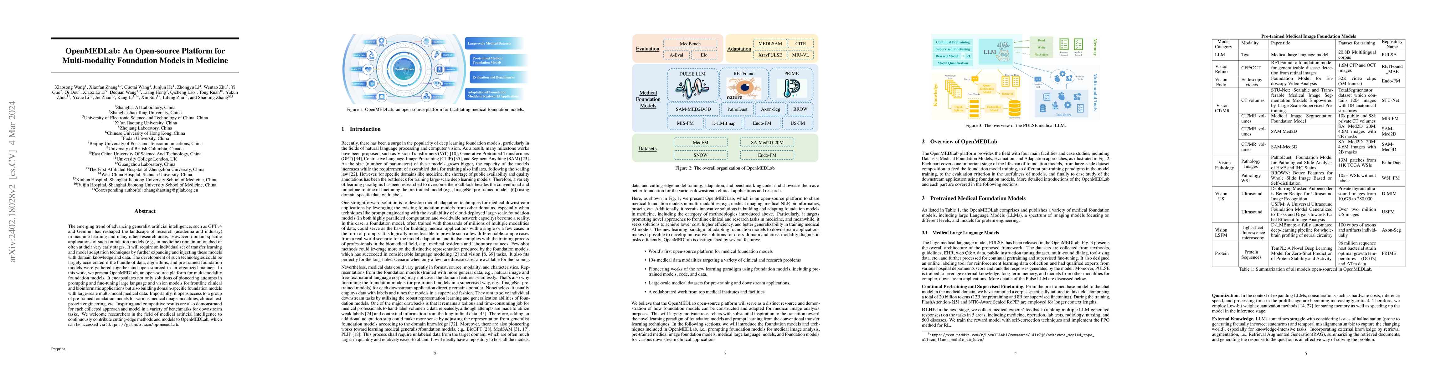 Thumbnail for OpenMEDLab: An Open-source Platform for Multi-modality Foundation Models
  in Medicine