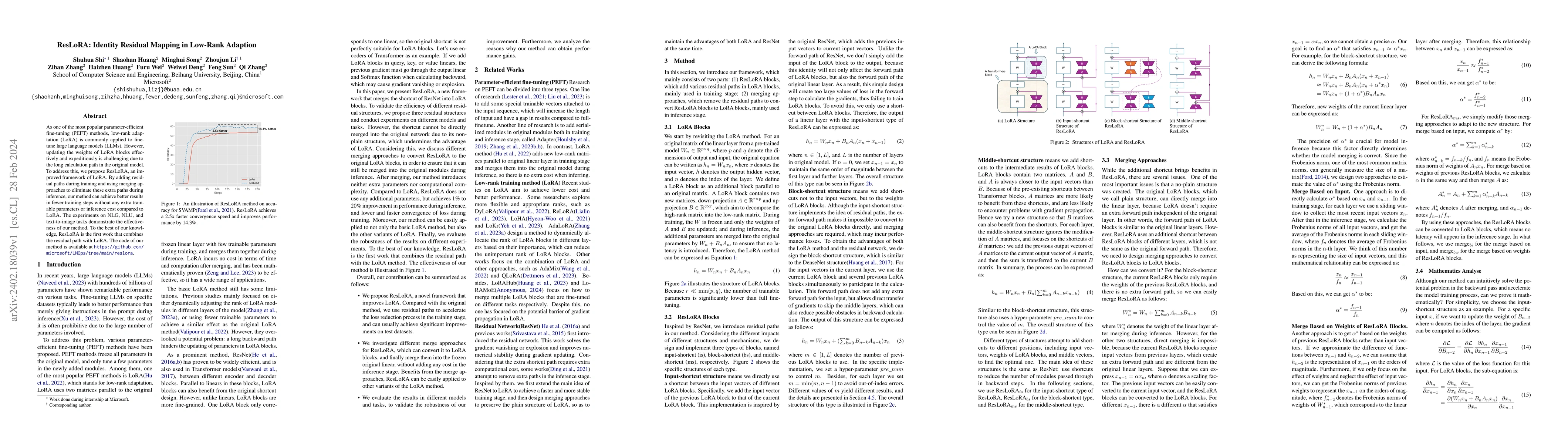 Thumbnail for ResLoRA: Identity Residual Mapping in Low-Rank Adaption
