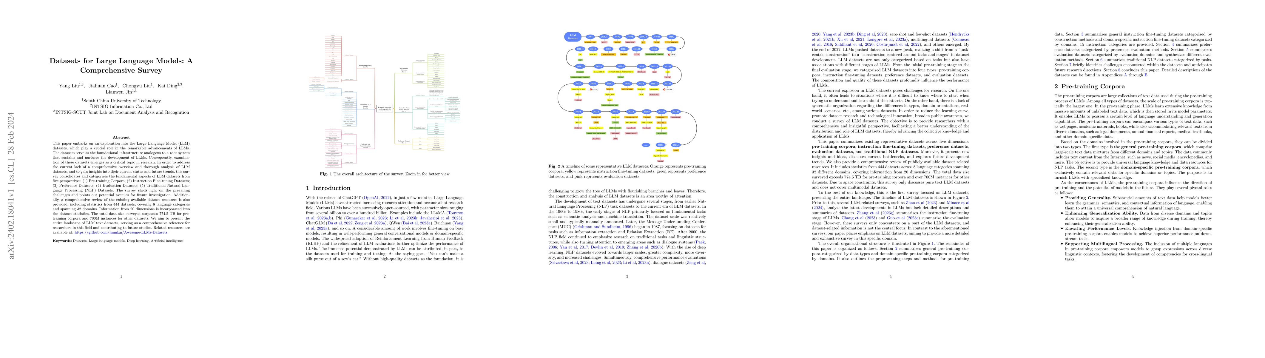 Thumbnail for Datasets for Large Language Models: A Comprehensive Survey