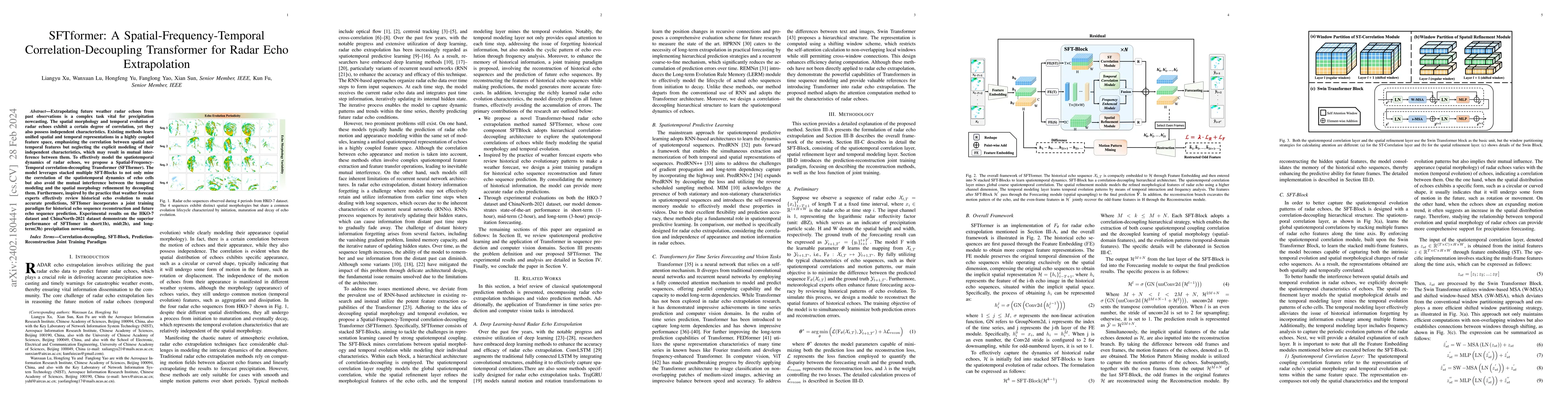 Thumbnail for SFTformer: A Spatial-Frequency-Temporal Correlation-Decoupling
  Transformer for Radar Echo Extrapolation