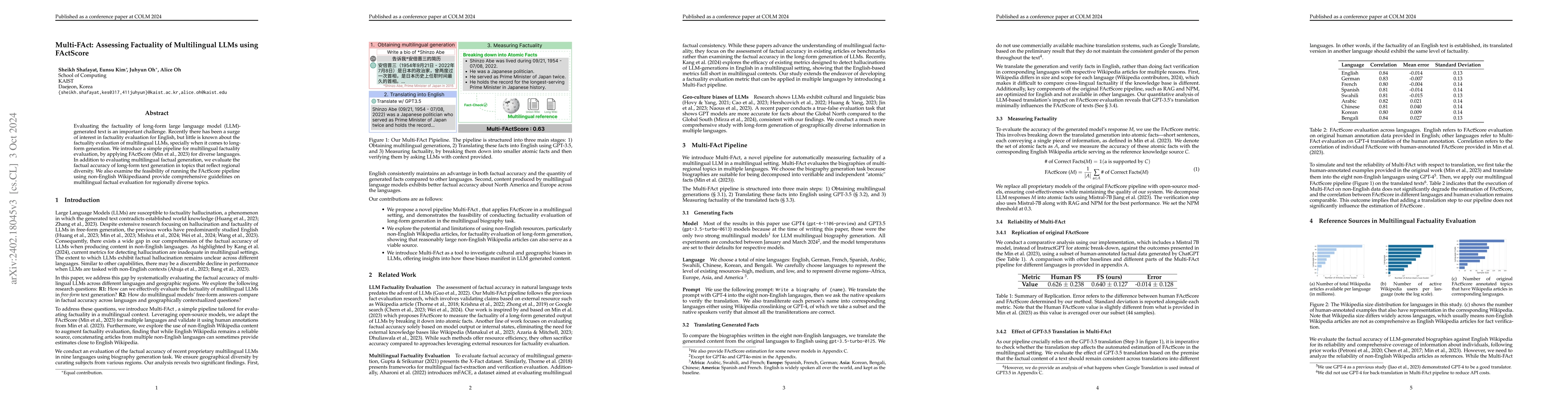 Thumbnail for Multi-FAct: Assessing Multilingual LLMs' Multi-Regional Knowledge using
  FActScore