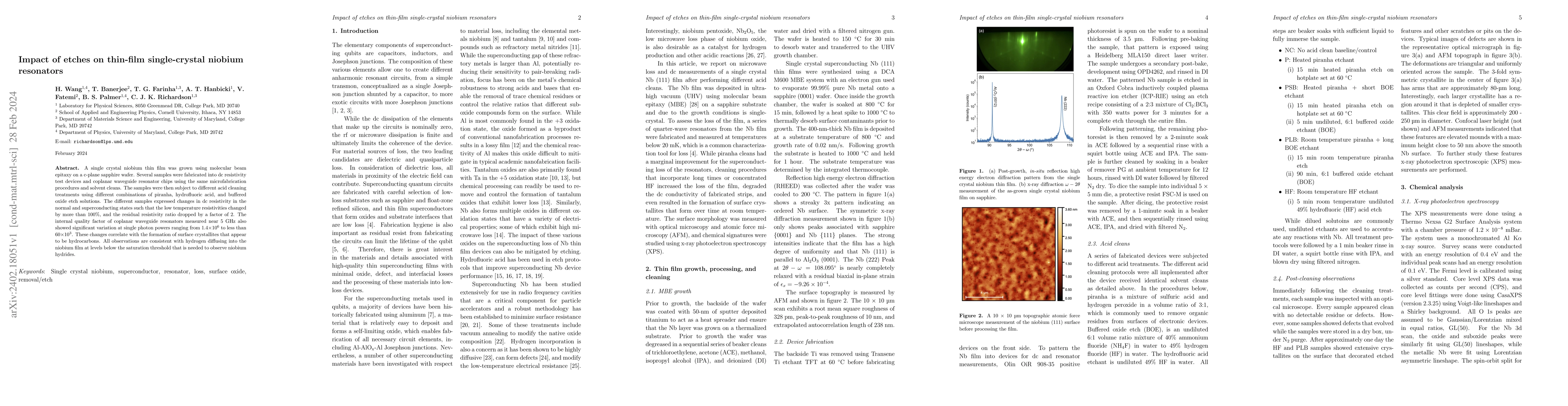 Thumbnail for Impact of etches on thin-film single-crystal niobium resonators