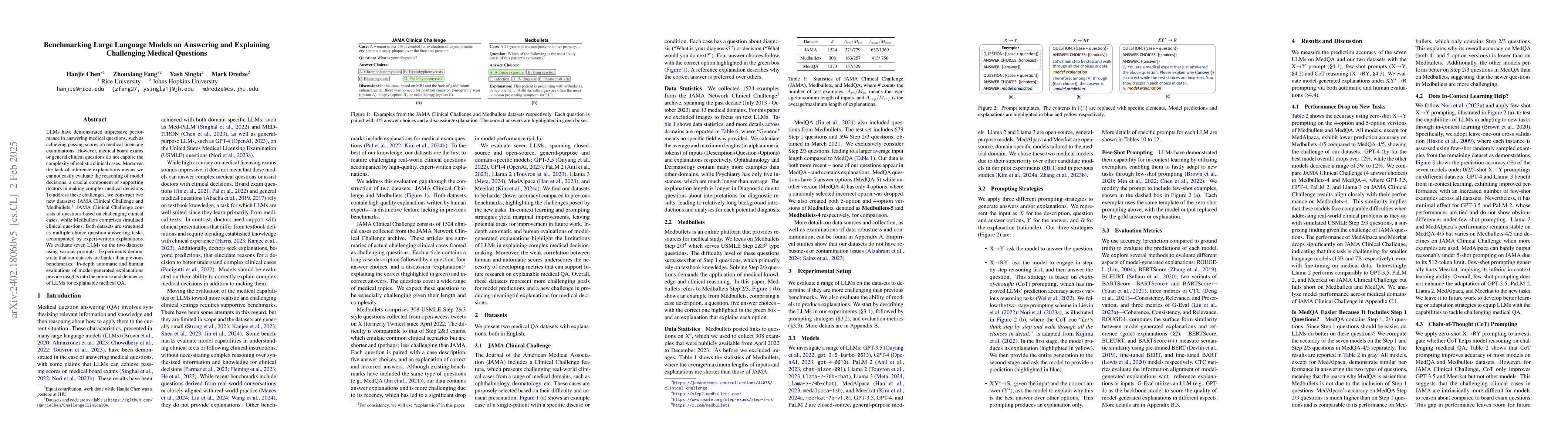 Thumbnail for Benchmarking Large Language Models on Answering and Explaining
  Challenging Medical Questions