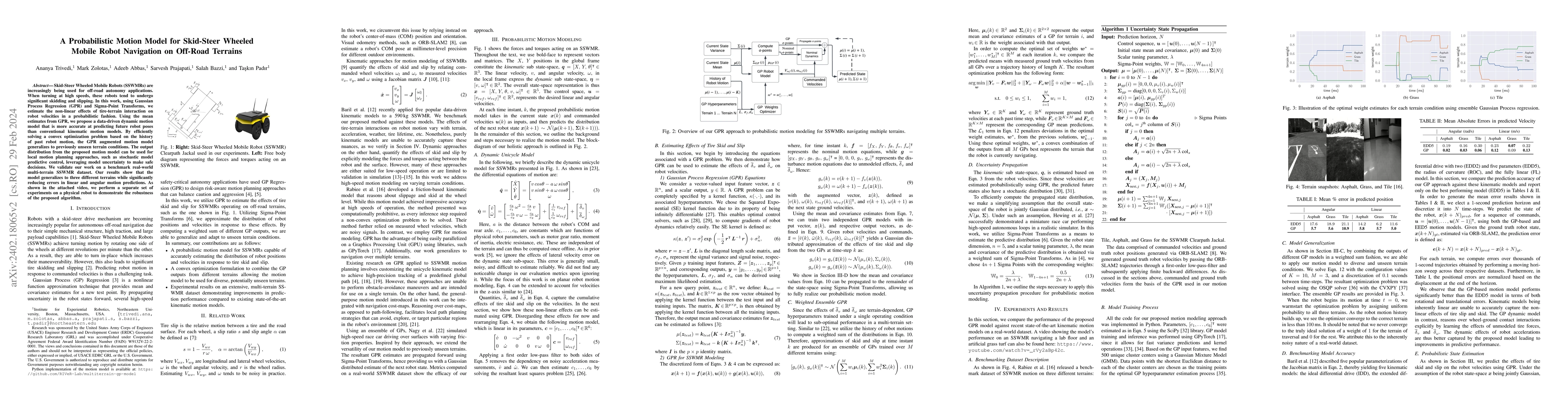 Thumbnail for A Probabilistic Motion Model for Skid-Steer Wheeled Mobile Robot
  Navigation on Off-Road Terrains