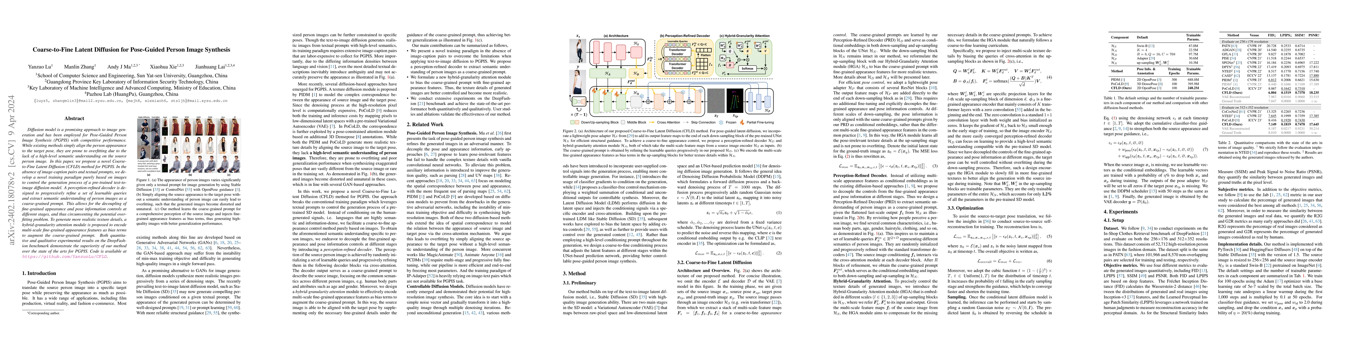 Thumbnail for Coarse-to-Fine Latent Diffusion for Pose-Guided Person Image Synthesis
