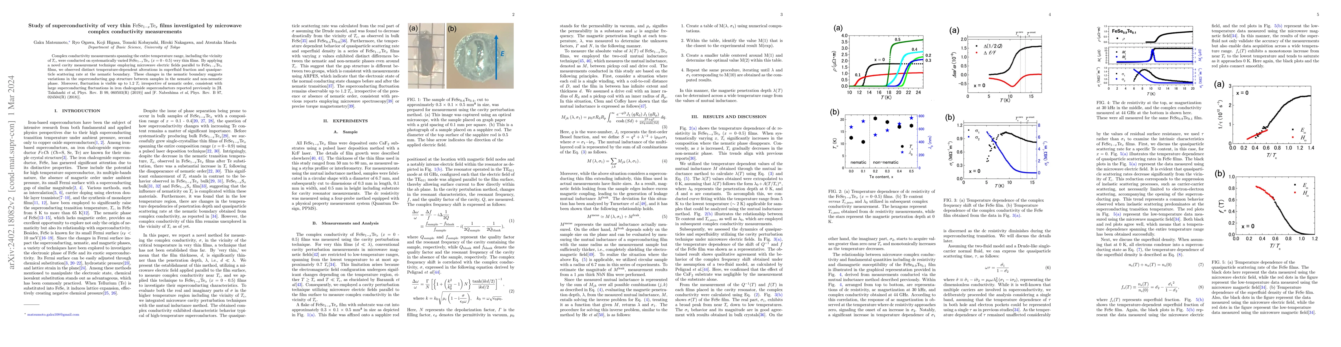 Thumbnail for Study of superconductivity of very thin
  $\mathrm{FeSe}_{1-x}\mathrm{Te}_x$ films investigated by microwave complex
  conductivity measurements