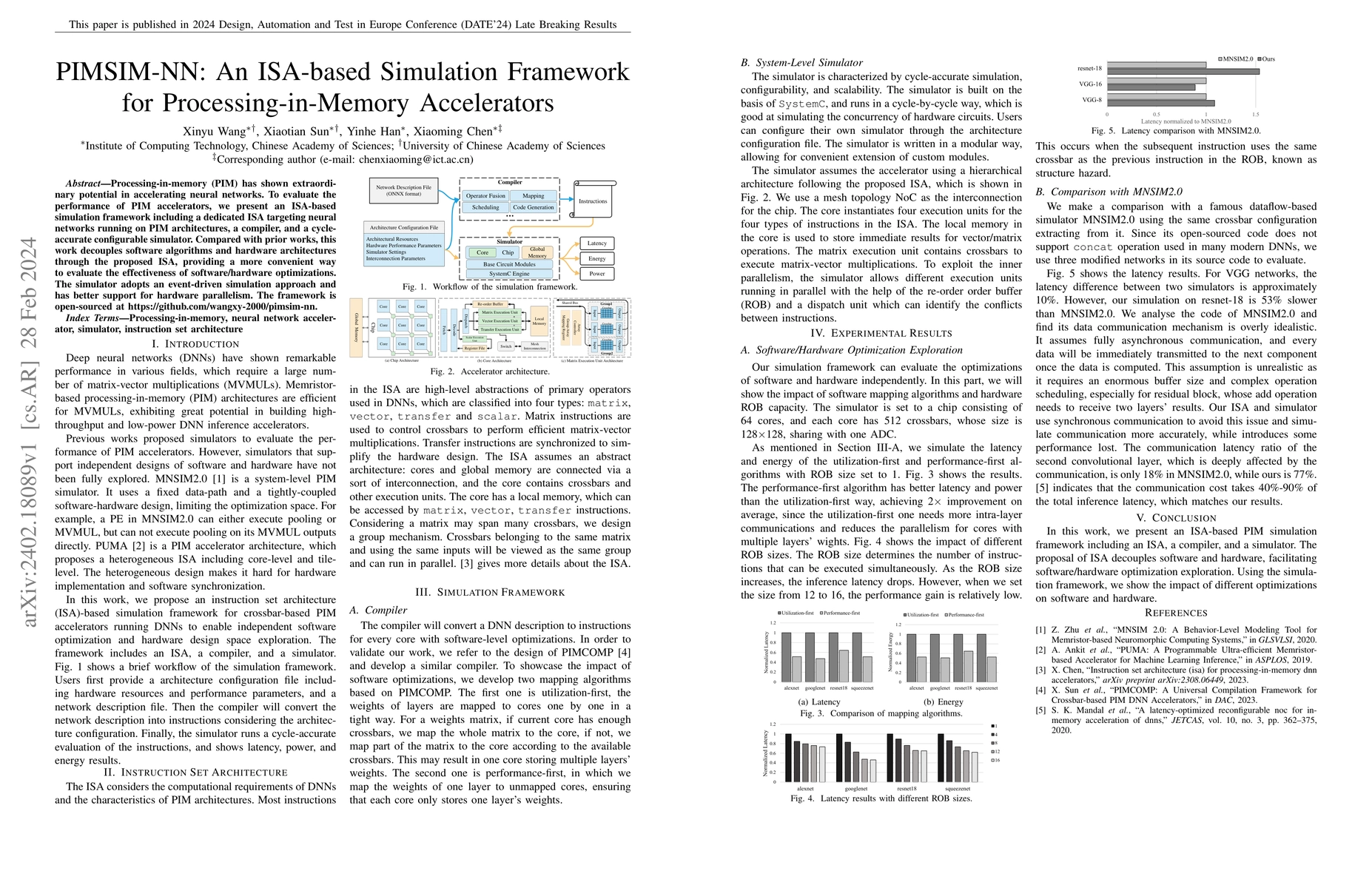 Thumbnail for PIMSIM-NN: An ISA-based Simulation Framework for Processing-in-Memory
  Accelerators