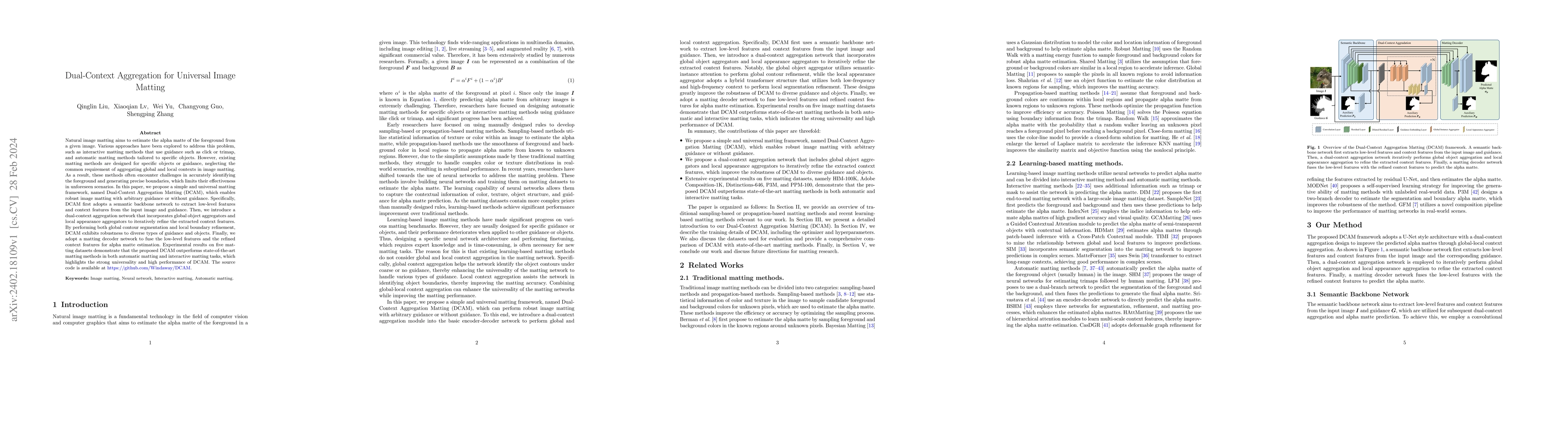 Thumbnail for Dual-Context Aggregation for Universal Image Matting