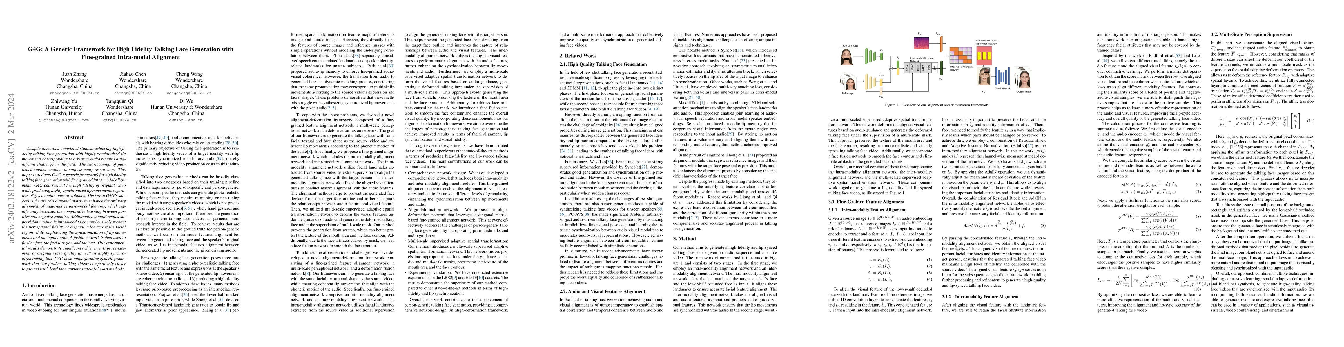 Thumbnail for G4G:A Generic Framework for High Fidelity Talking Face Generation with
  Fine-grained Intra-modal Alignment