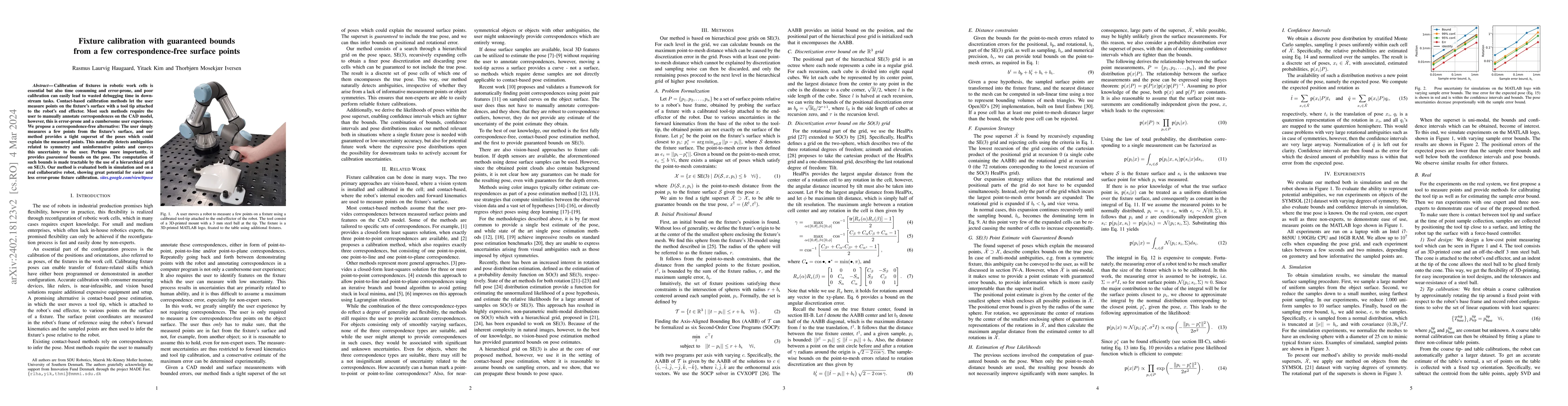 Thumbnail for Fixture calibration with guaranteed bounds from a few
  correspondence-free surface points
