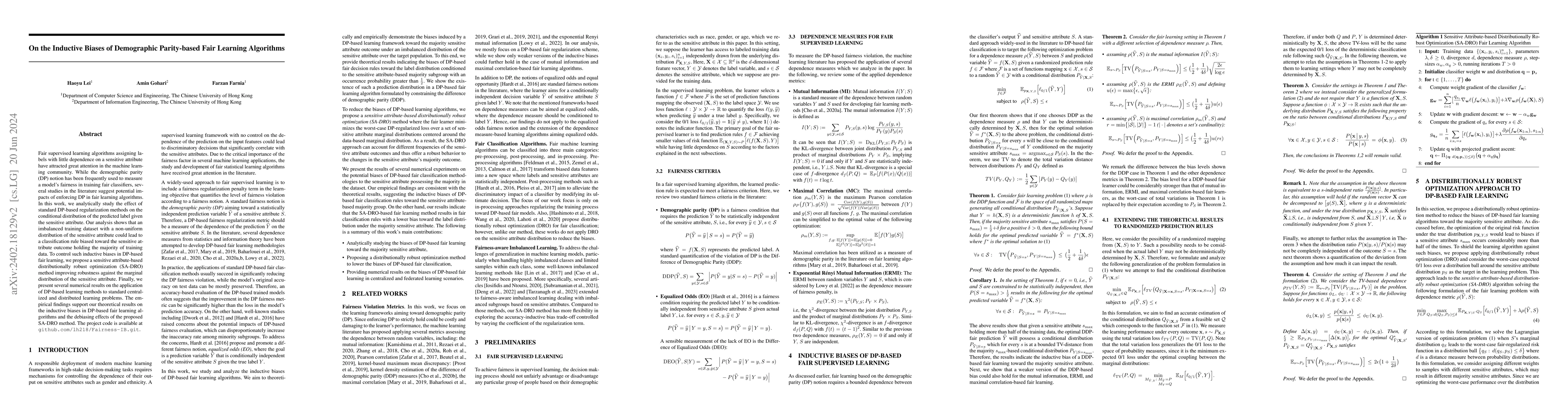 Thumbnail for On the Inductive Biases of Demographic Parity-based Fair Learning
  Algorithms