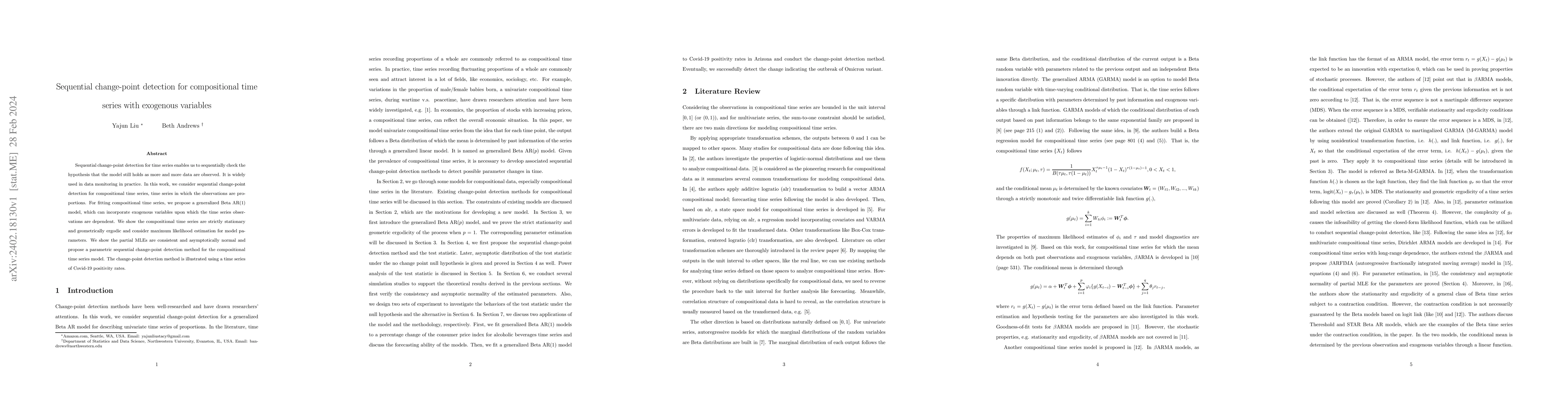 Thumbnail for Sequential Change-point Detection for Compositional Time Series with
  Exogenous Variables