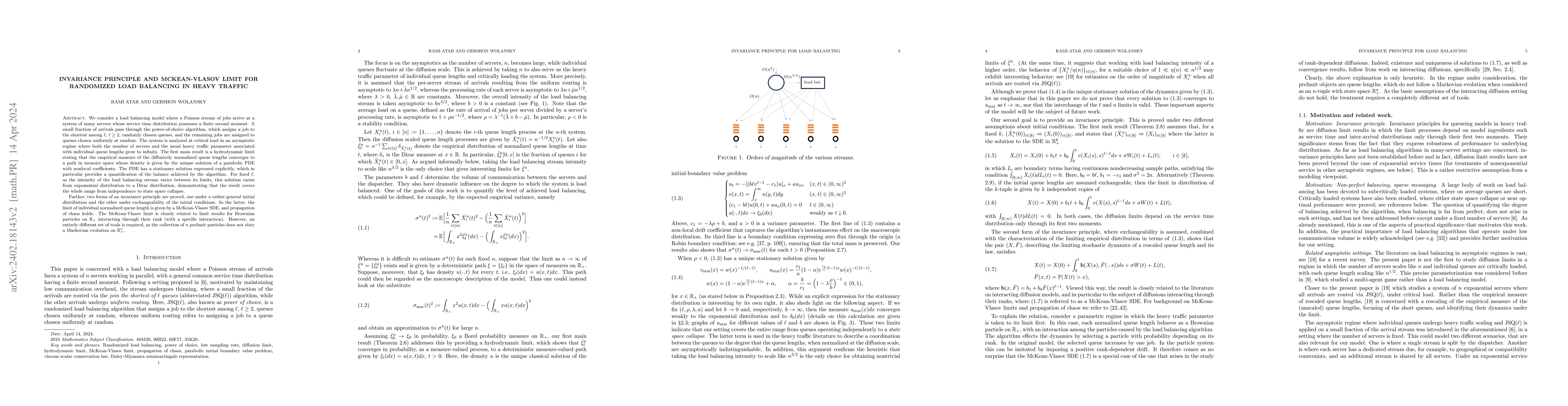 Thumbnail for Invariance principle and McKean-Vlasov limit for randomized load
  balancing in heavy traffic