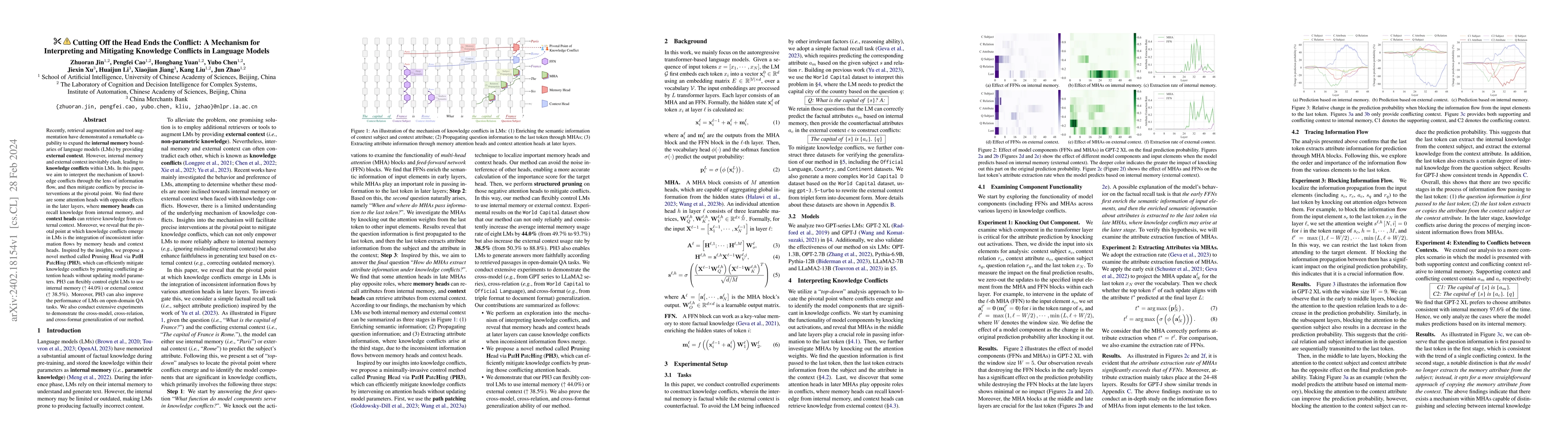Thumbnail for Cutting Off the Head Ends the Conflict: A Mechanism for Interpreting and
  Mitigating Knowledge Conflicts in Language Models