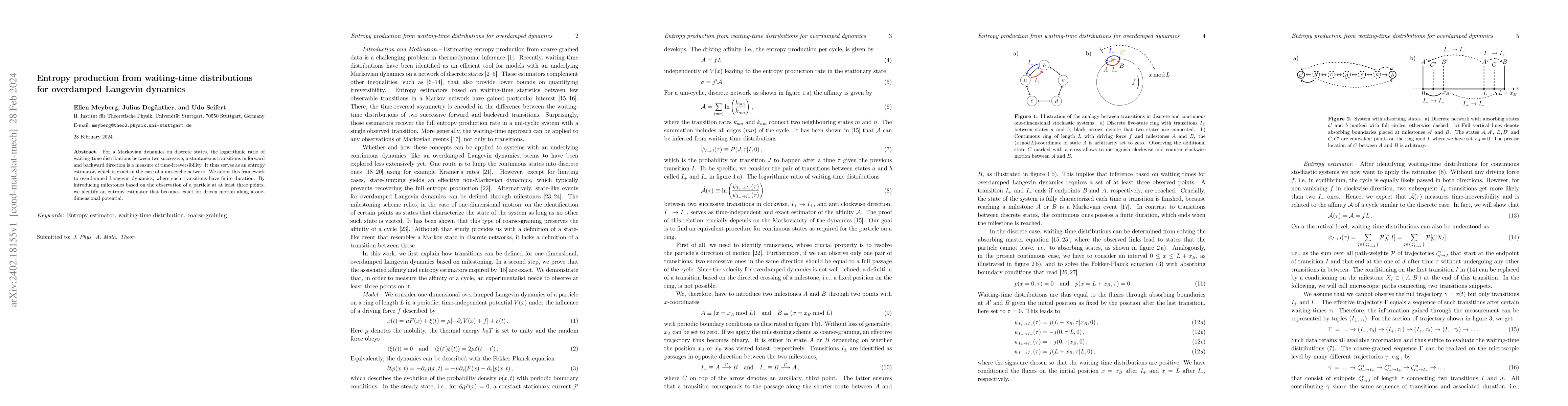 Thumbnail for Entropy production from waiting-time distributions for overdamped
  Langevin dynamics