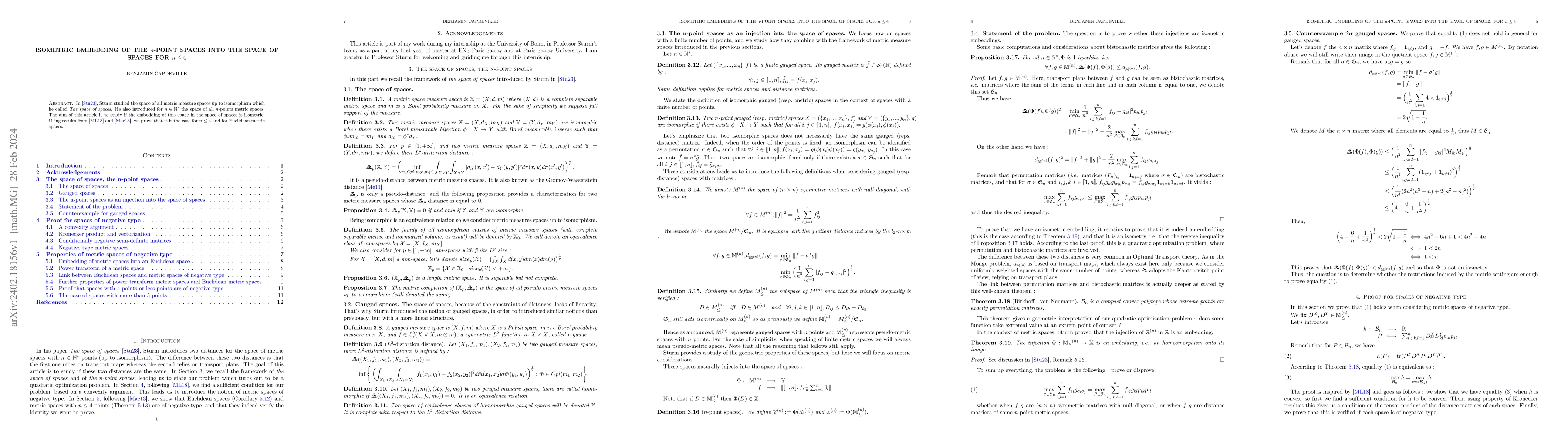 Thumbnail for Isometric embedding of the n-point spaces into the space of spaces for
  $n \leq 4$