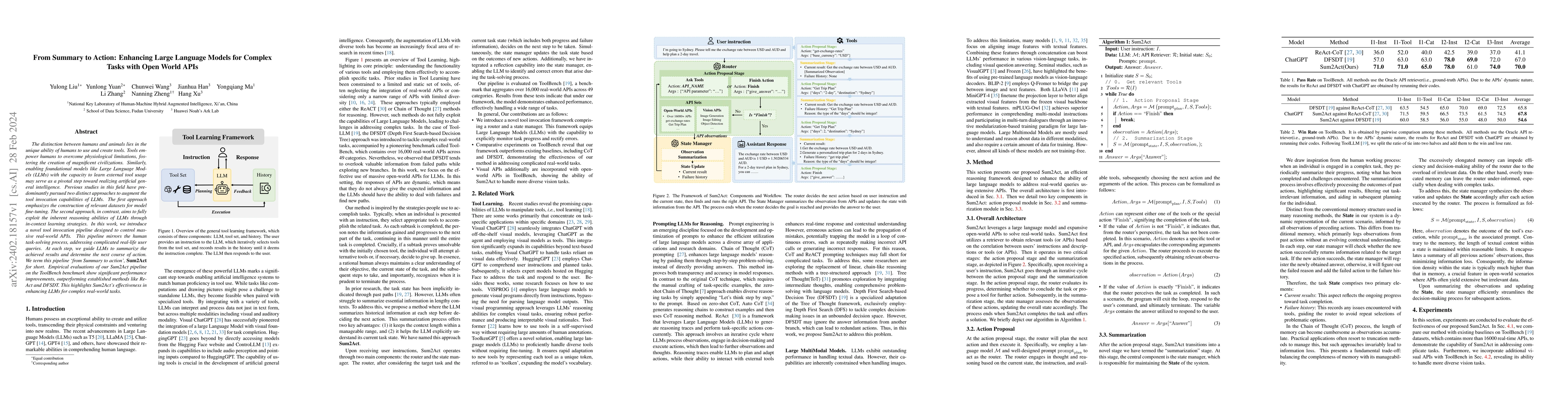 Thumbnail for From Summary to Action: Enhancing Large Language Models for Complex
  Tasks with Open World APIs