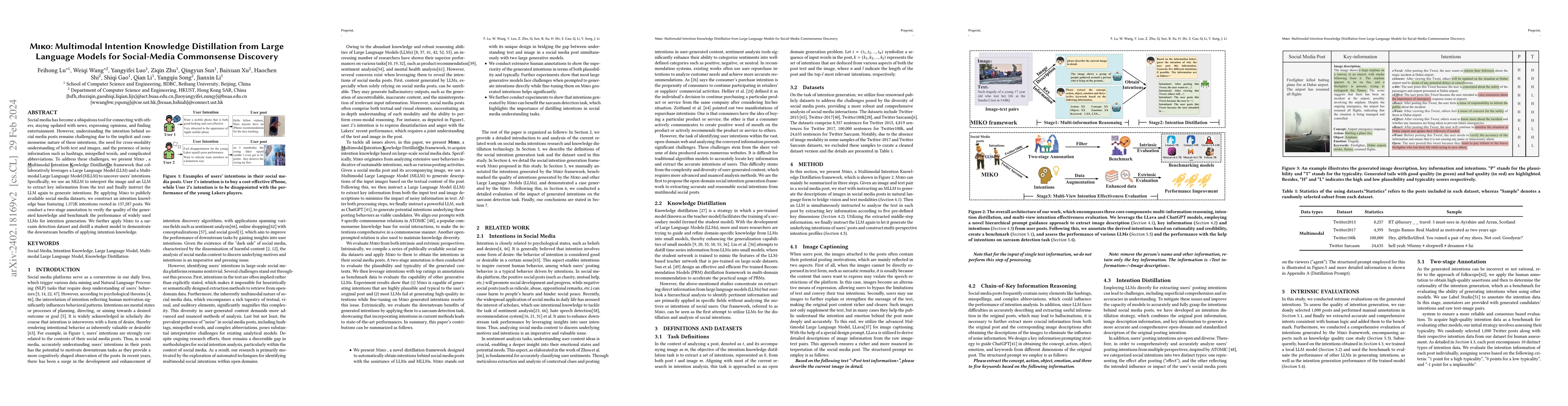 Thumbnail for MIKO: Multimodal Intention Knowledge Distillation from Large Language
  Models for Social-Media Commonsense Discovery
