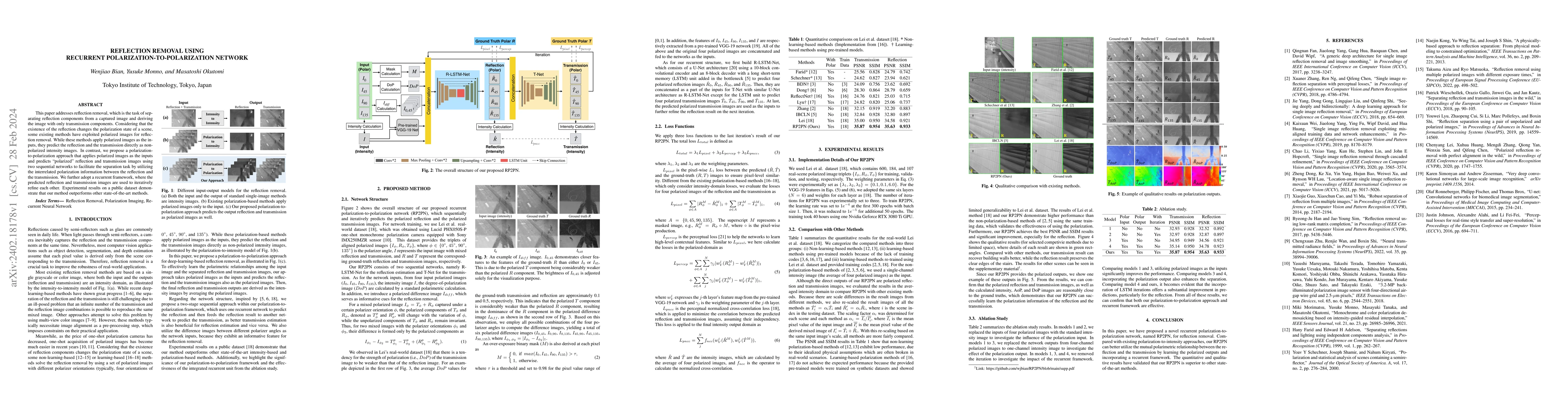 Thumbnail for Reflection Removal Using Recurrent Polarization-to-Polarization Network