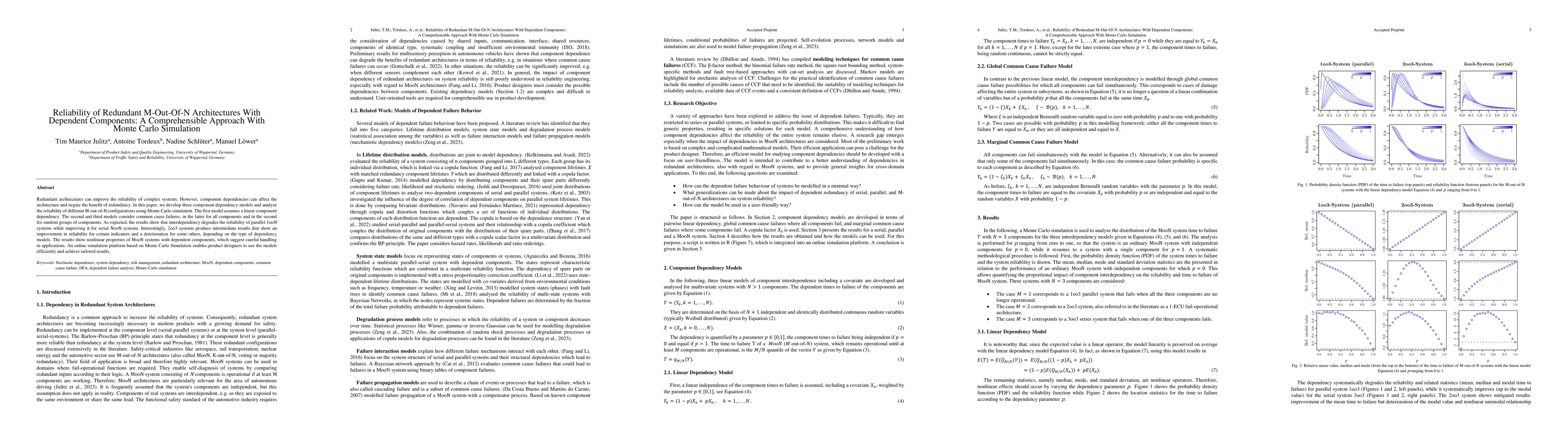 Thumbnail for Reliability of Redundant M-Out-Of-N Architectures With Dependent
  Components: A Comprehensible Approach With Monte Carlo Simulation