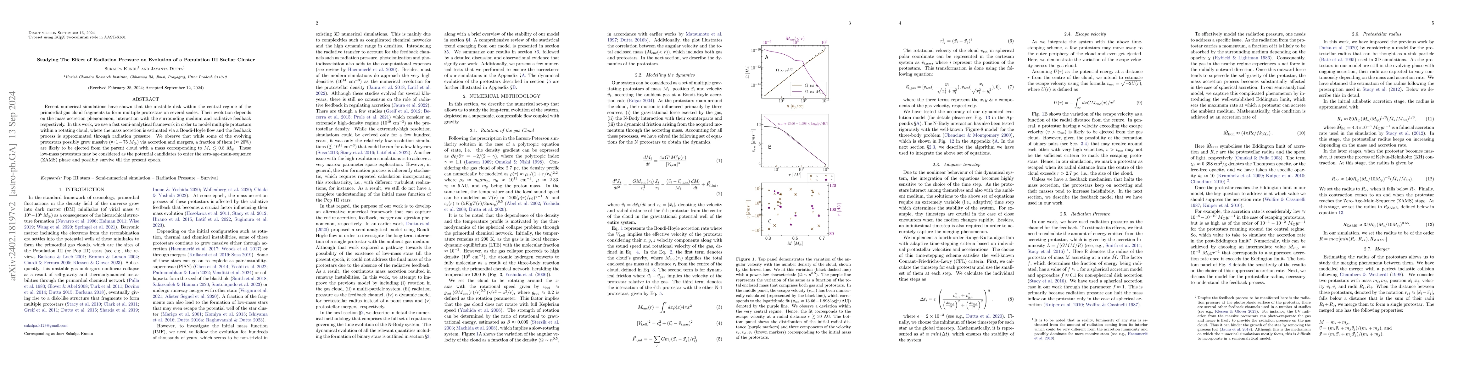 Thumbnail for Studying The Effect of Radiation Pressure on Evolution of a Population
  III Stellar Cluster