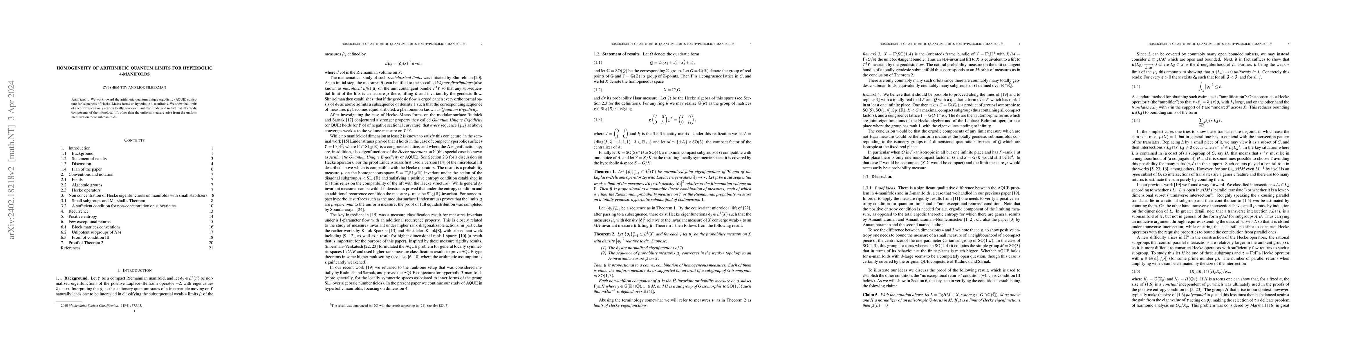 Thumbnail for Homogeneity of arithmetic quantum limits for hyperbolic $4$-manifolds