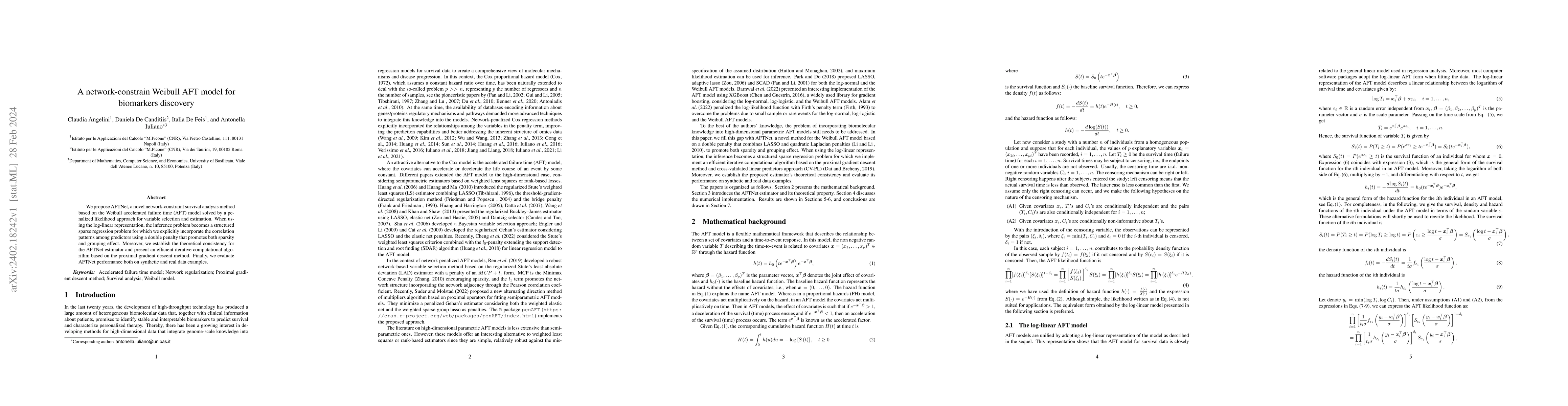 Thumbnail for A network-constrain Weibull AFT model for biomarkers discovery