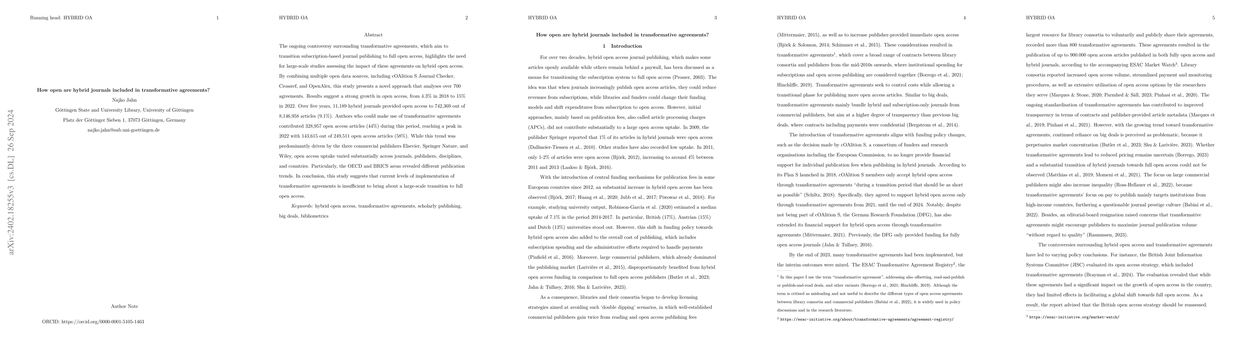 Thumbnail for How open are hybrid journals included in transformative agreements?
