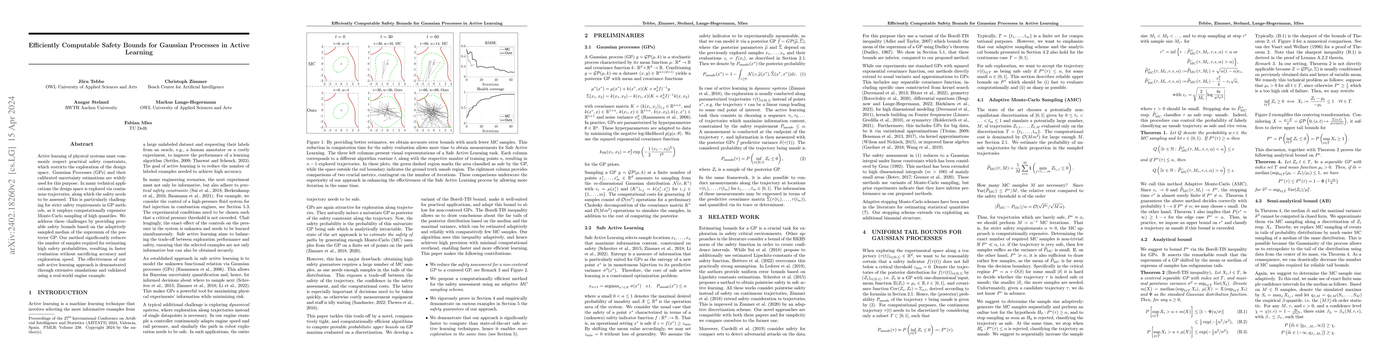 Thumbnail for Efficiently Computable Safety Bounds for Gaussian Processes in Active
  Learning