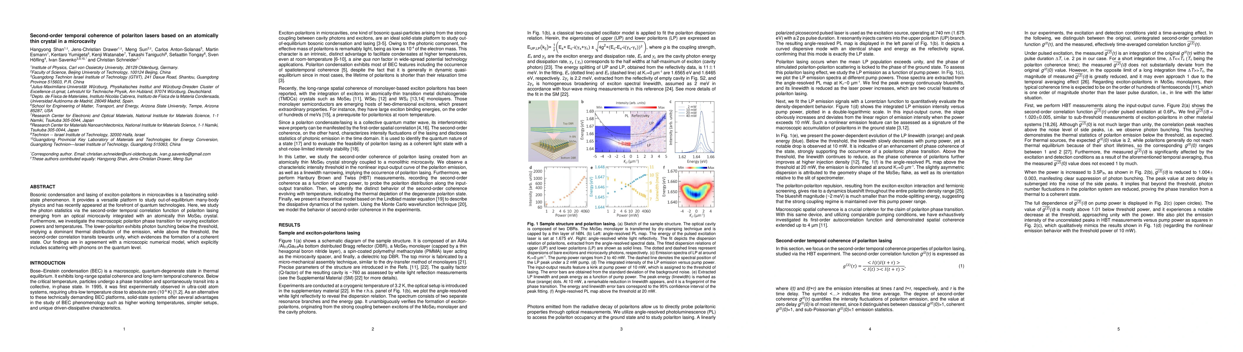Thumbnail for Second-order temporal coherence of polariton lasers based on an
  atomically thin crystal in a microcavity