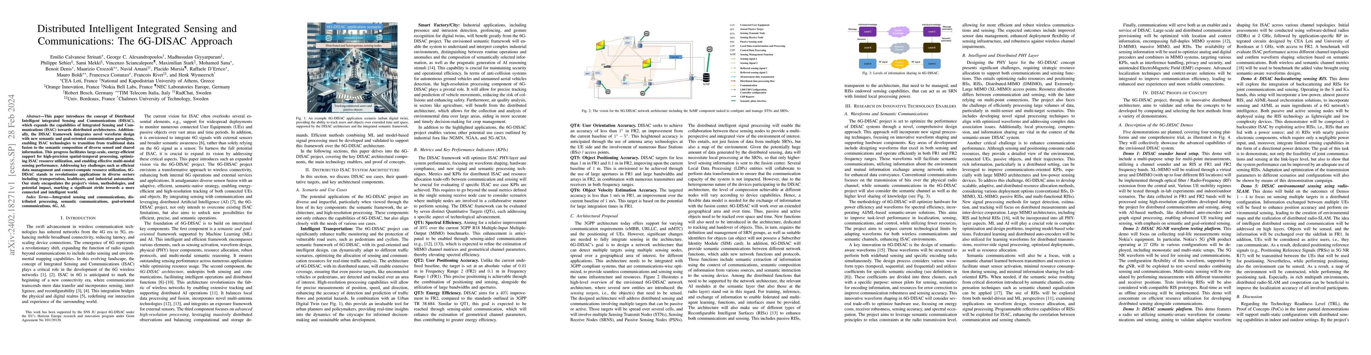 Thumbnail for Distributed Intelligent Integrated Sensing and Communications: The
  6G-DISAC Approach