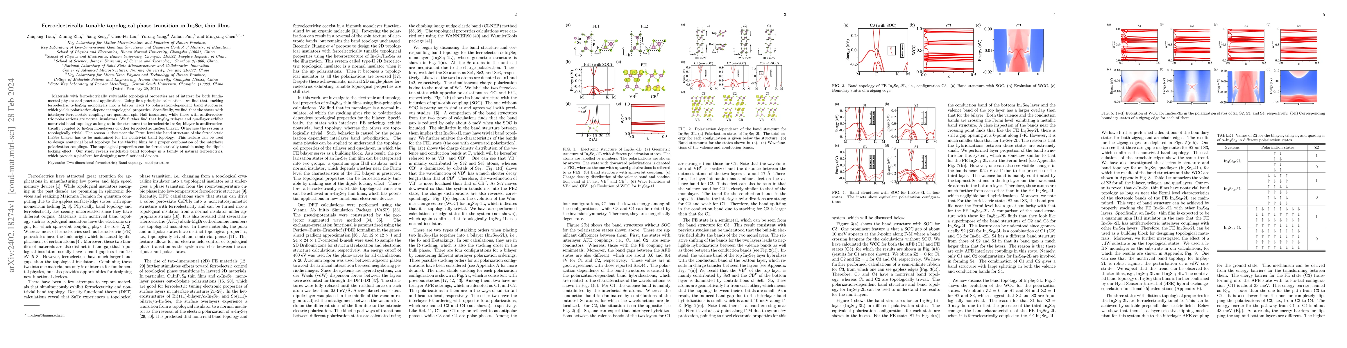 Thumbnail for Ferroelectrically tunable topological phase transition in In$_2$Se$_3$
  thin films