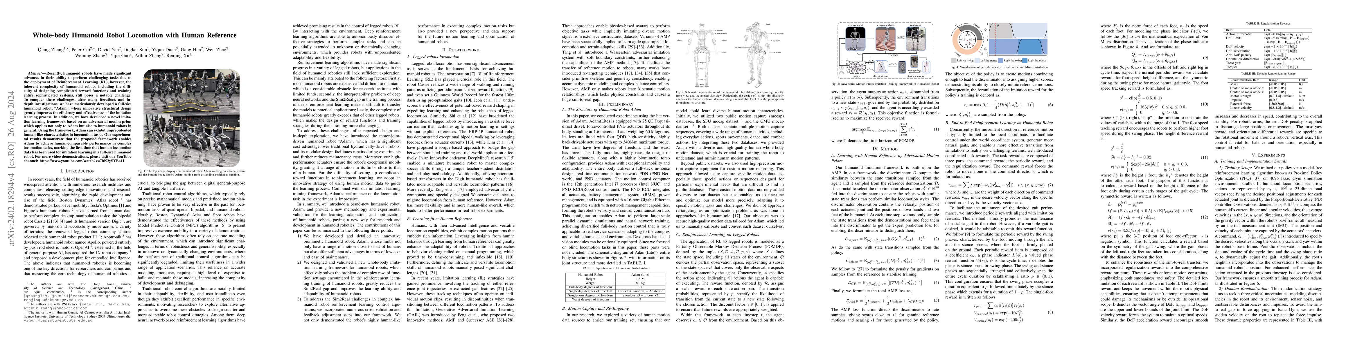 Thumbnail for Whole-body Humanoid Robot Locomotion with Human Reference