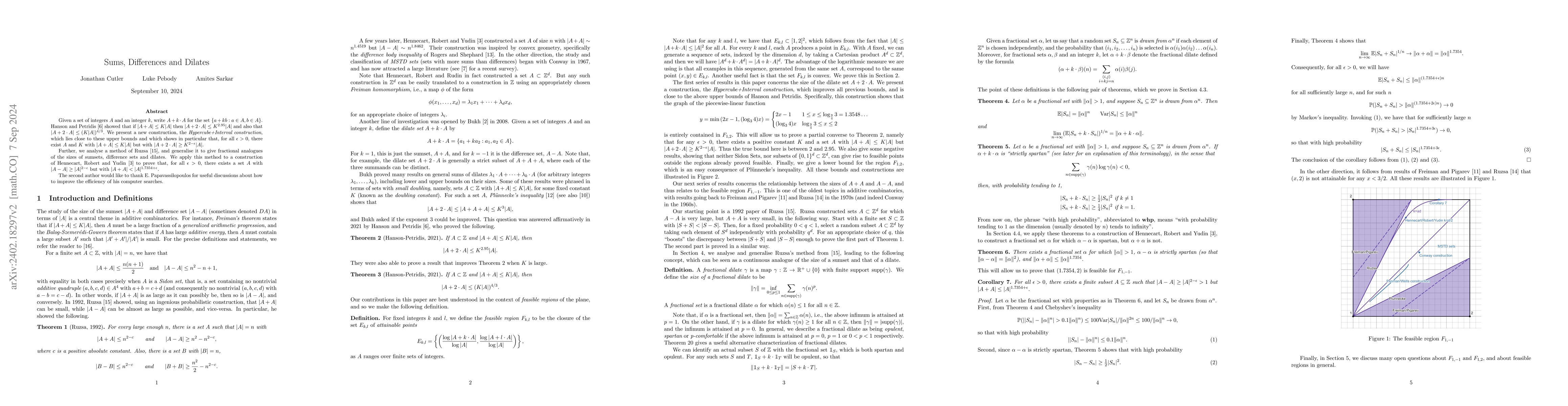 Thumbnail for Sums, Differences and Dilates