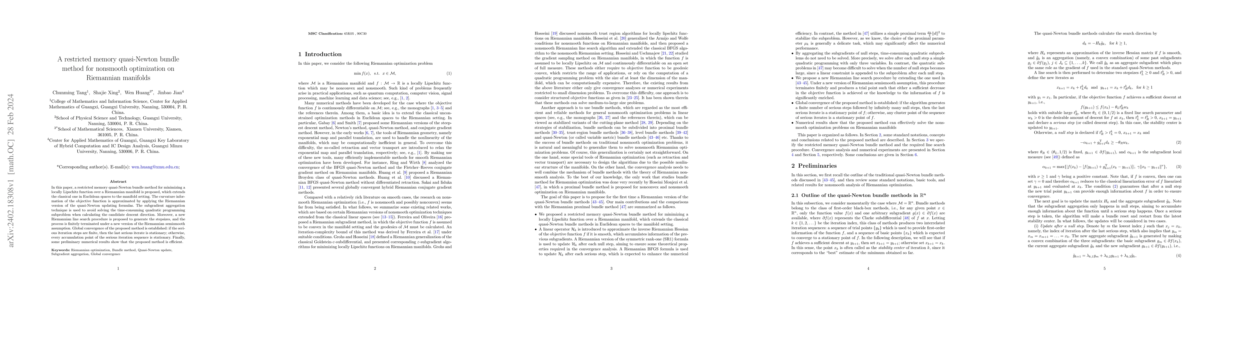 Thumbnail for A restricted memory quasi-Newton bundle method for nonsmooth
  optimization on Riemannian manifolds