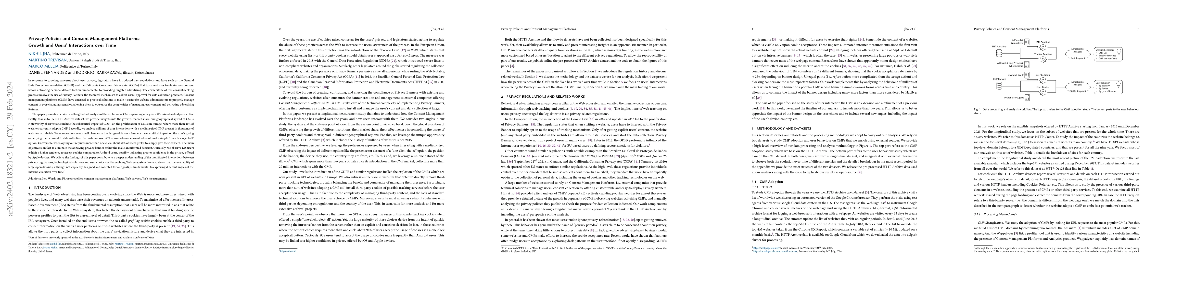 Thumbnail for Privacy Policies and Consent Management Platforms: Growth and Users'
  Interactions over Time