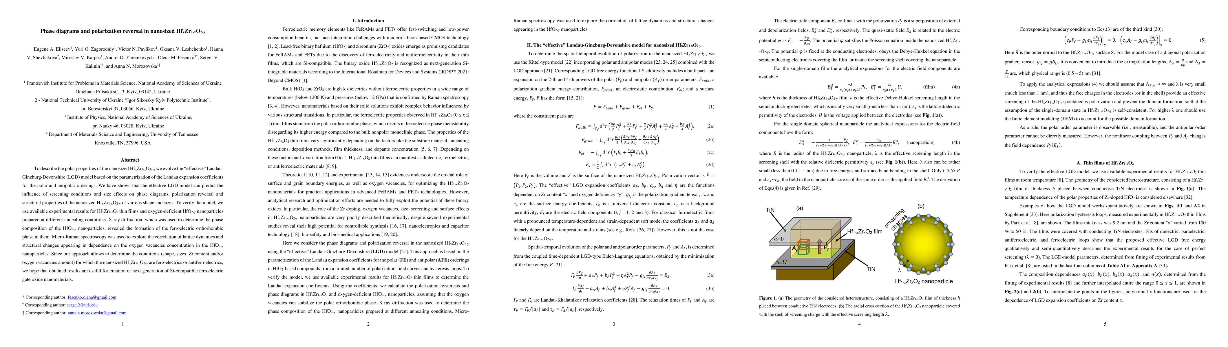 Thumbnail for Phase diagrams and polarization reversal in nanosized
  Hf$_x$Zr$_{1-x}$O$_{2-y}$