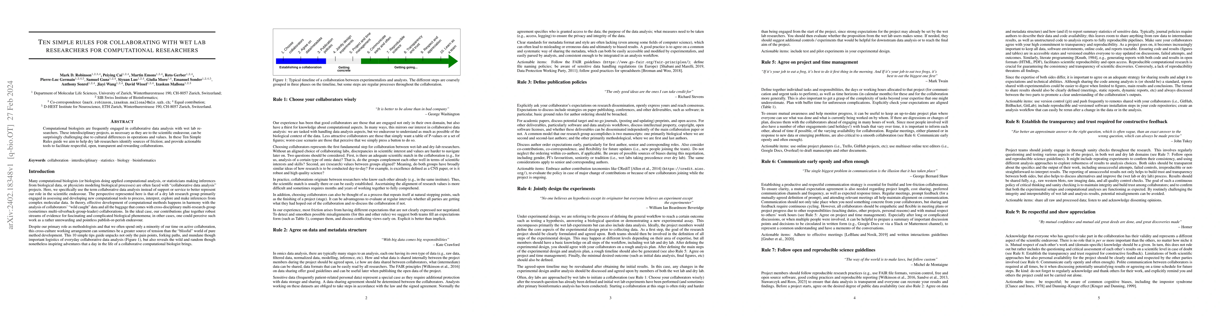 Thumbnail for Ten simple rules for collaborating with wet lab researchers for
  computational researchers