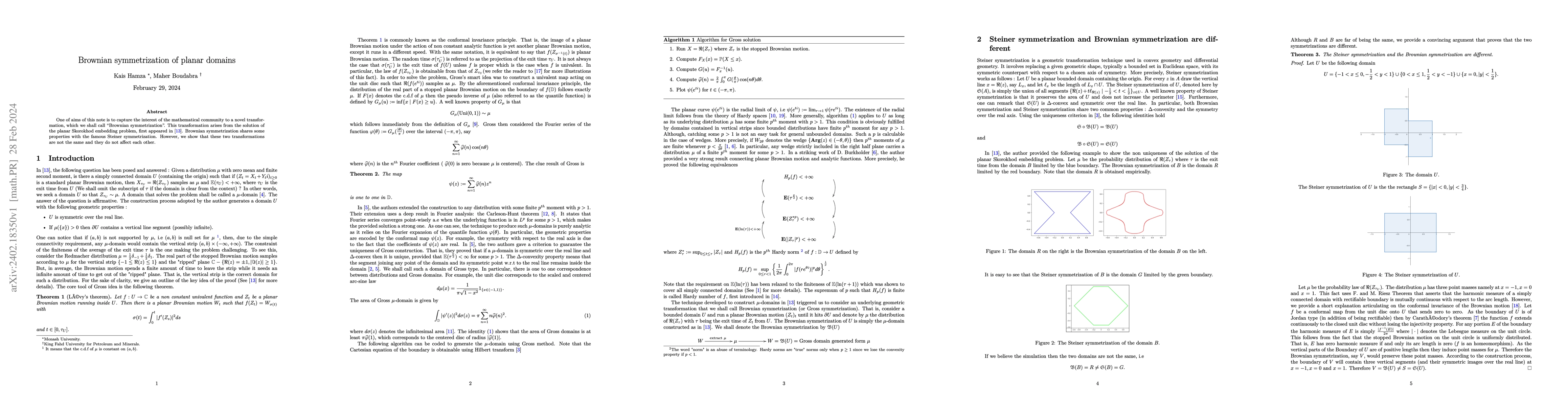 Thumbnail for Brownian symmetrization of planar domains