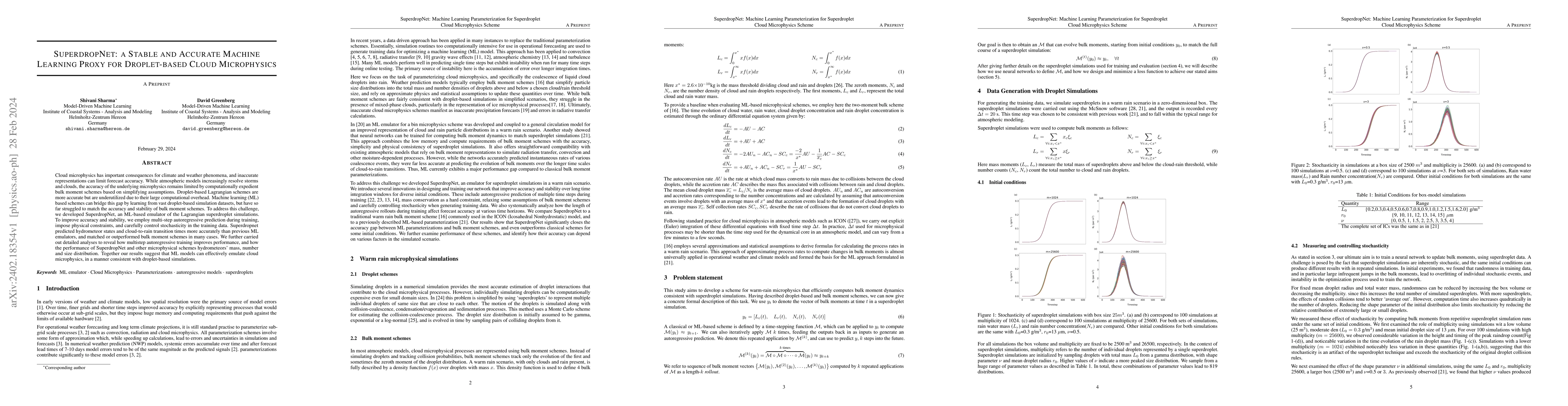 Thumbnail for SuperdropNet: a Stable and Accurate Machine Learning Proxy for
  Droplet-based Cloud Microphysics
