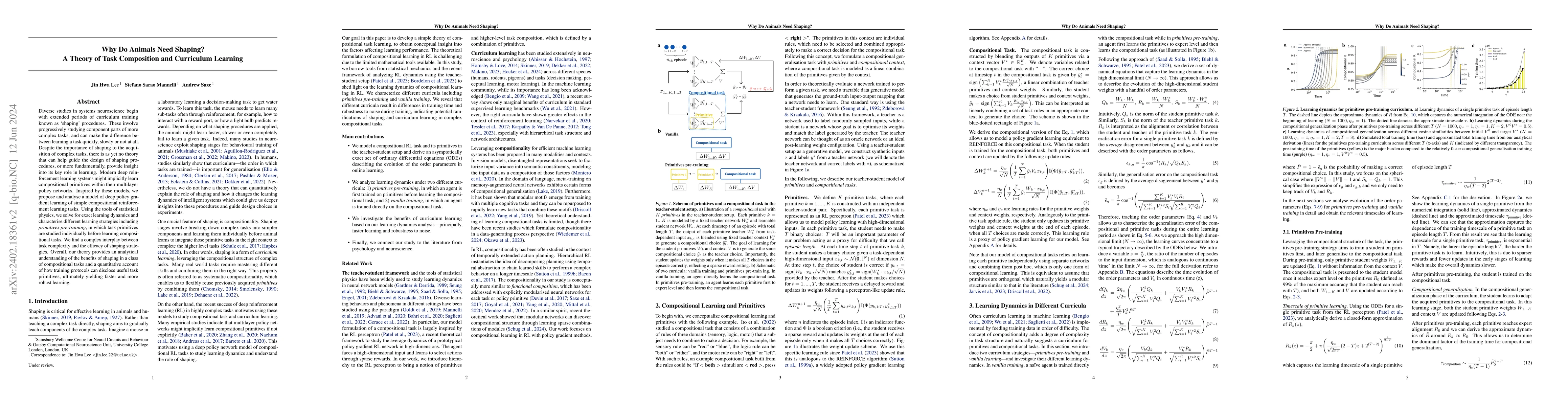 Thumbnail for Why Do Animals Need Shaping? A Theory of Task Composition and Curriculum
  Learning