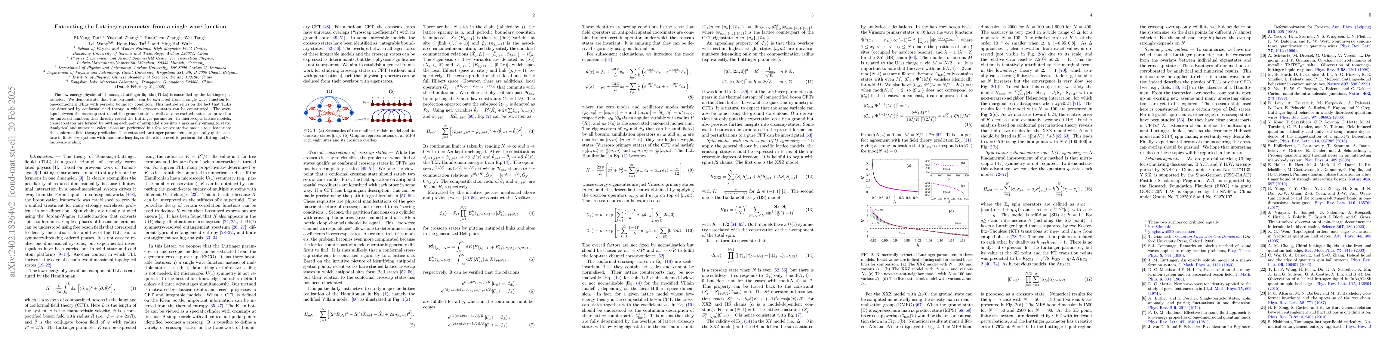 Thumbnail for Extracting the Luttinger parameter from a single wave function