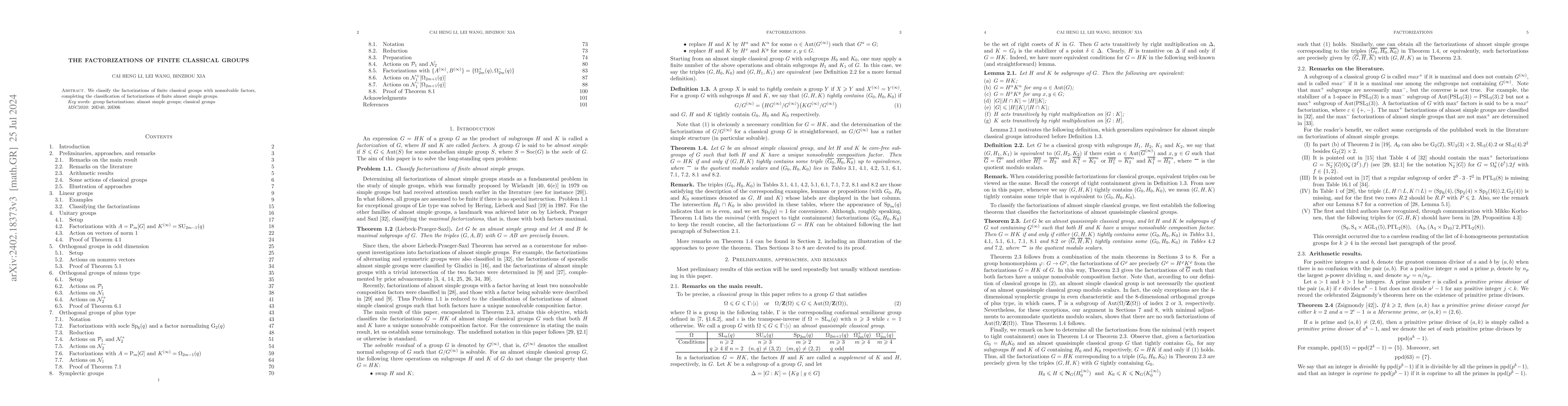Thumbnail for The factorizations of finite classical groups